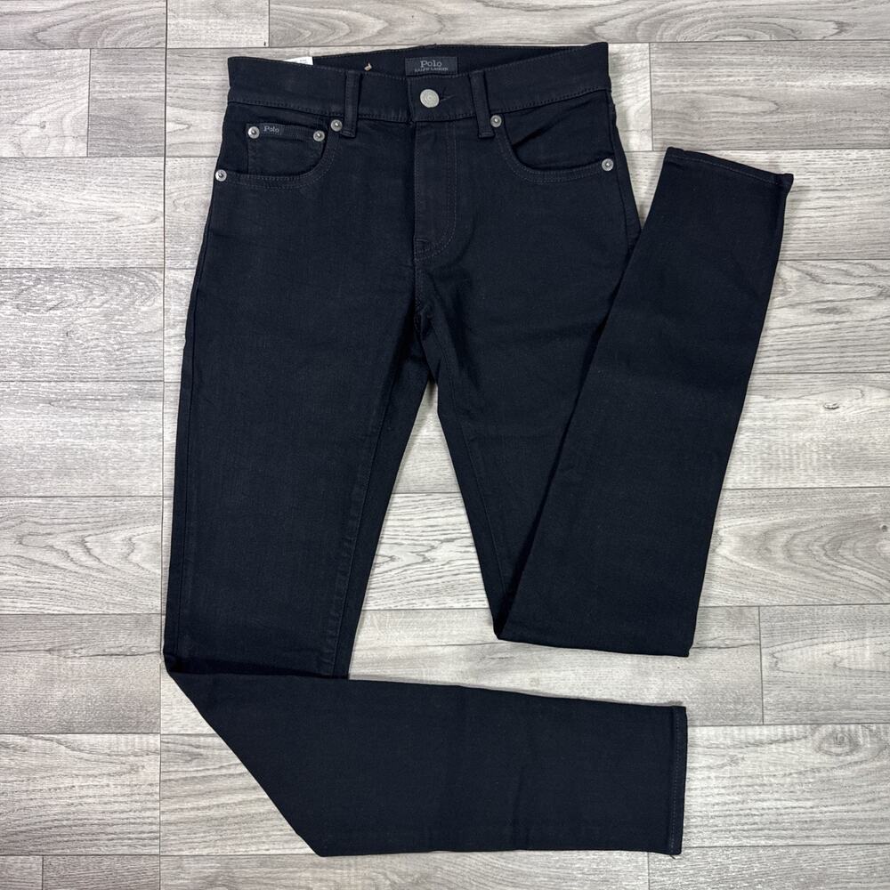 POLO Ralph Lauren Tompkins Super Skinny Denim Jeans Black Wash sz 25